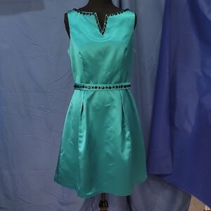 Elegant Davinci Teal Sleeveless Dress Perfect For Any Occasion Sz 12